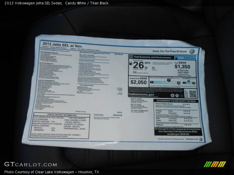 Candy White / Titan Black 2013 Volkswagen Jetta SEL Sedan