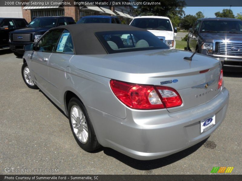 Bright Silver Metallic / Dark Khaki/Light Graystone 2008 Chrysler Sebring LX Convertible