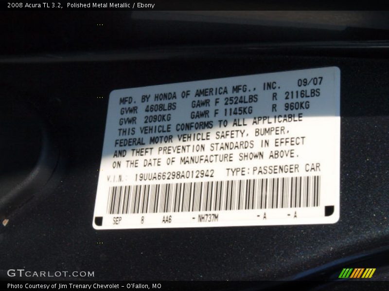 2008 TL 3.2 Polished Metal Metallic Color Code NH737M