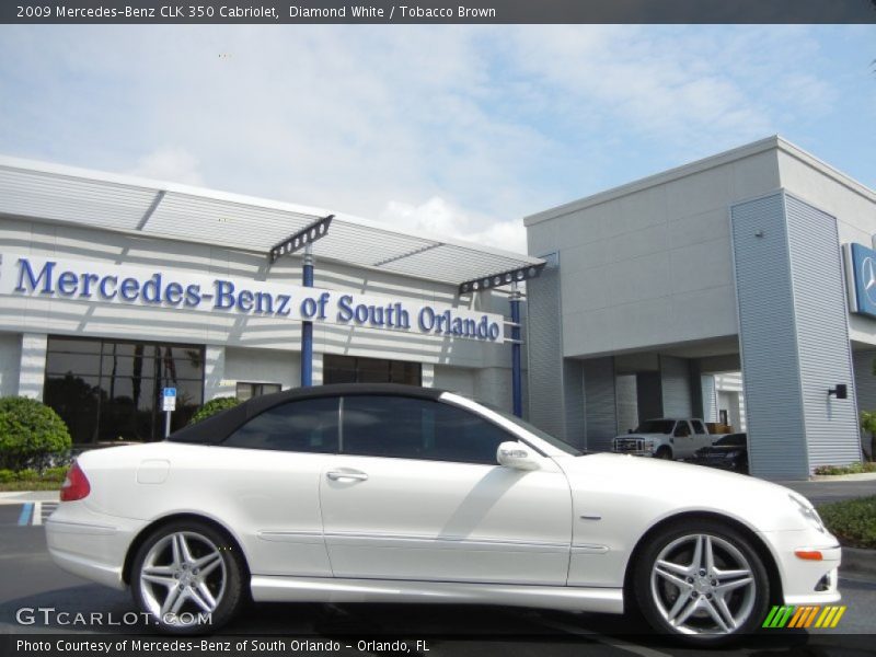 Diamond White / Tobacco Brown 2009 Mercedes-Benz CLK 350 Cabriolet