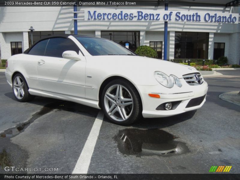 Diamond White / Tobacco Brown 2009 Mercedes-Benz CLK 350 Cabriolet