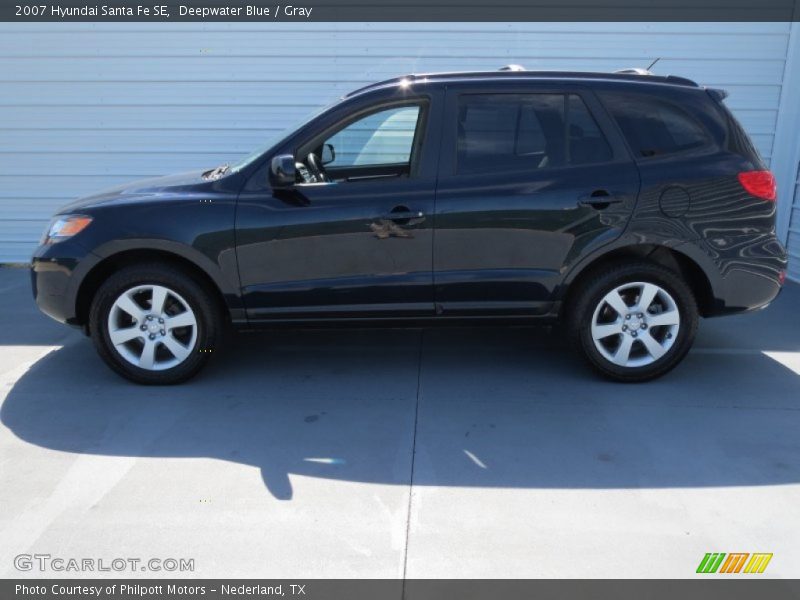 Deepwater Blue / Gray 2007 Hyundai Santa Fe SE