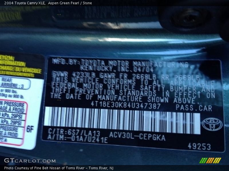 Aspen Green Pearl / Stone 2004 Toyota Camry XLE