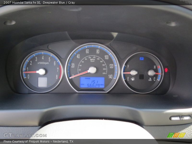 Deepwater Blue / Gray 2007 Hyundai Santa Fe SE
