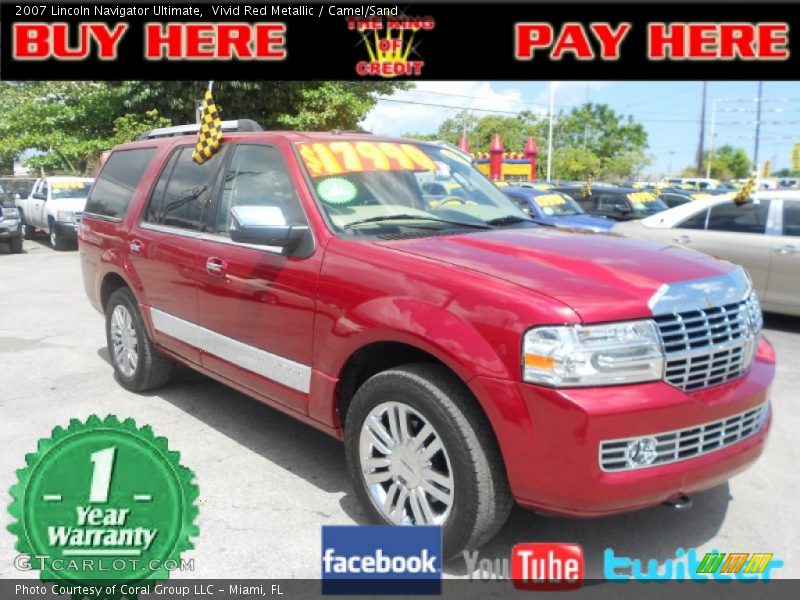 Vivid Red Metallic / Camel/Sand 2007 Lincoln Navigator Ultimate