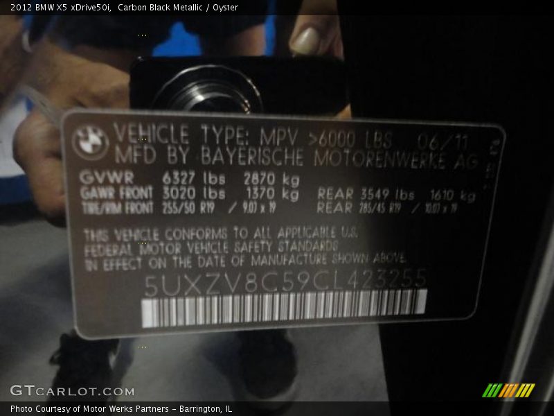 Carbon Black Metallic / Oyster 2012 BMW X5 xDrive50i