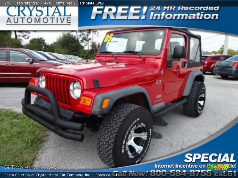 Flame Red / Dark Slate Gray 2005 Jeep Wrangler X 4x4