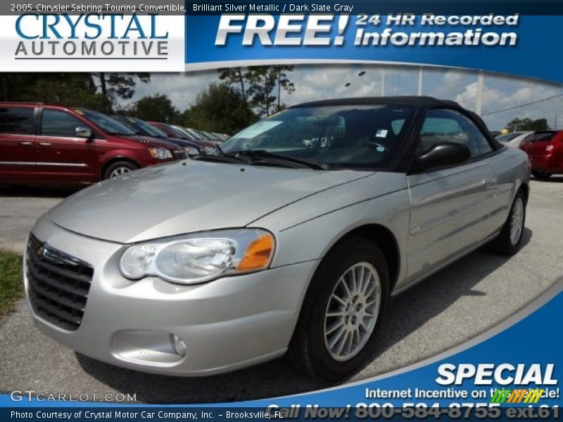 Brilliant Silver Metallic / Dark Slate Gray 2005 Chrysler Sebring Touring Convertible