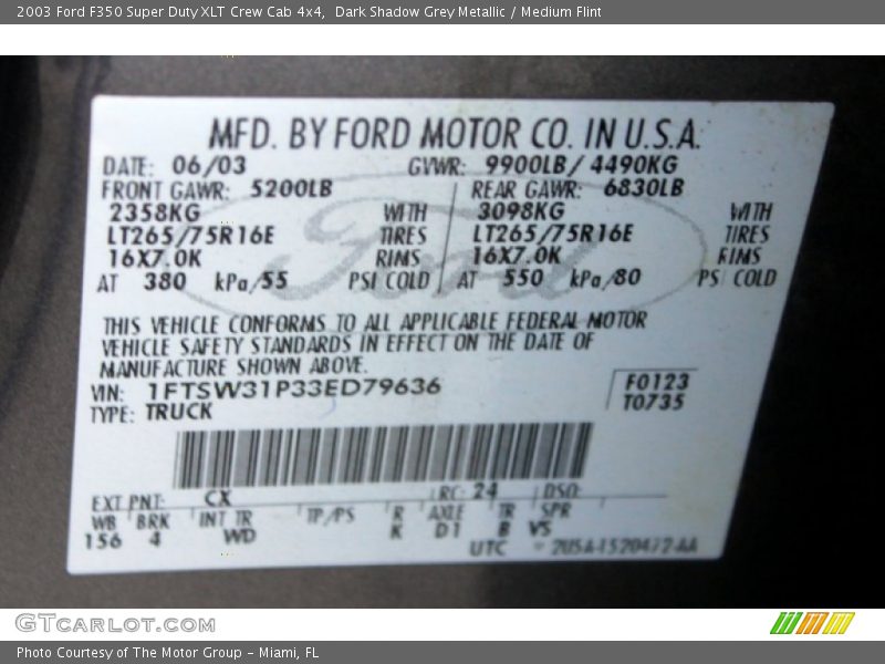 Dark Shadow Grey Metallic / Medium Flint 2003 Ford F350 Super Duty XLT Crew Cab 4x4