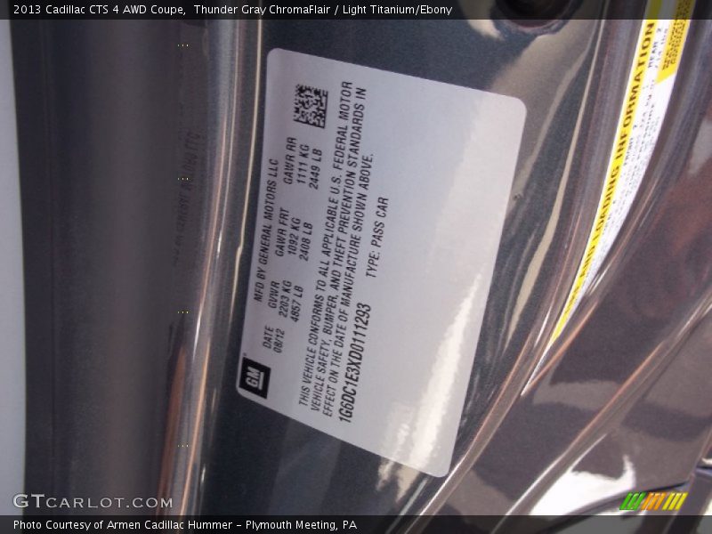 Thunder Gray ChromaFlair / Light Titanium/Ebony 2013 Cadillac CTS 4 AWD Coupe