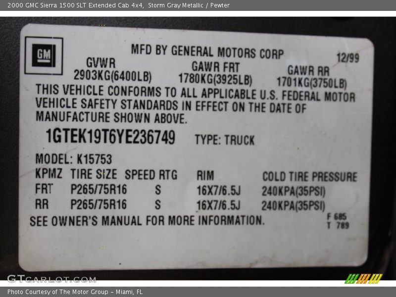 Storm Gray Metallic / Pewter 2000 GMC Sierra 1500 SLT Extended Cab 4x4