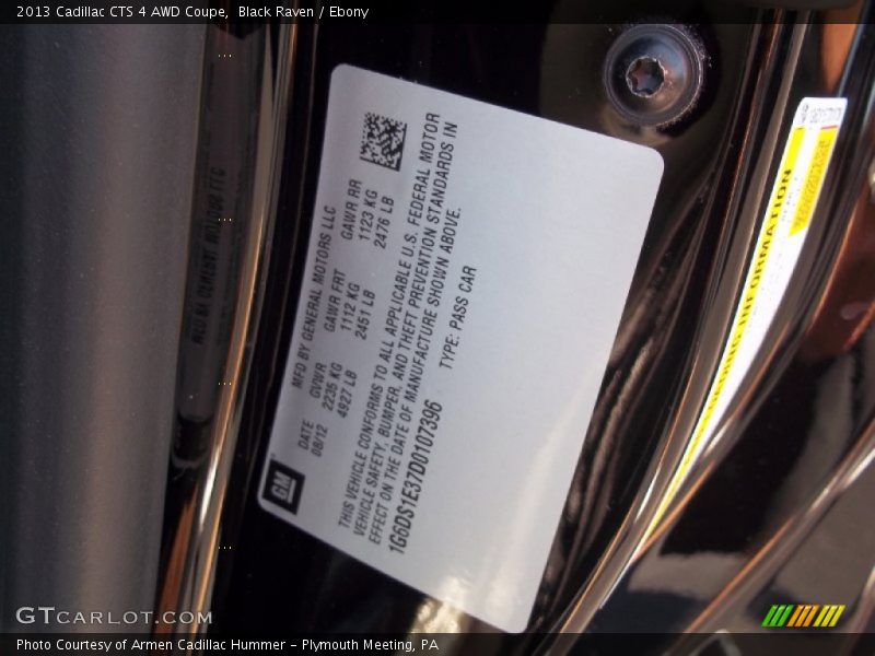 Black Raven / Ebony 2013 Cadillac CTS 4 AWD Coupe