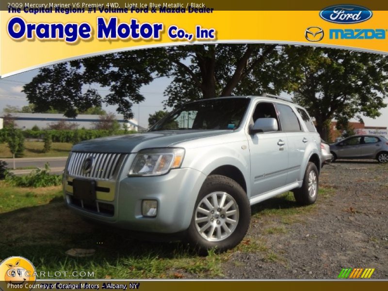 Light Ice Blue Metallic / Black 2009 Mercury Mariner V6 Premier 4WD