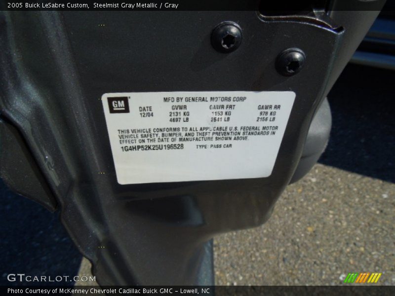 Steelmist Gray Metallic / Gray 2005 Buick LeSabre Custom