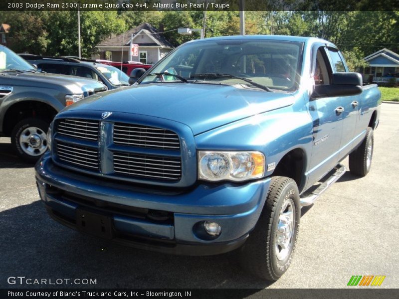 Atlantic Blue Pearl / Taupe 2003 Dodge Ram 2500 Laramie Quad Cab 4x4