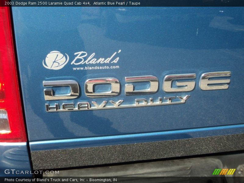 Atlantic Blue Pearl / Taupe 2003 Dodge Ram 2500 Laramie Quad Cab 4x4