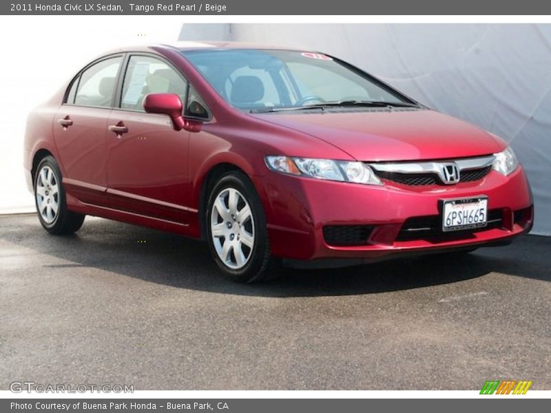 Tango Red Pearl / Beige 2011 Honda Civic LX Sedan