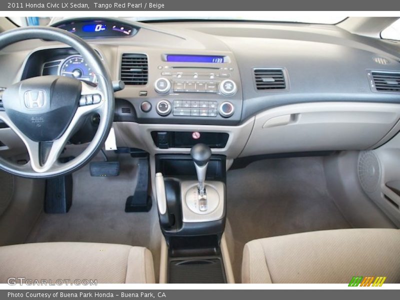 Tango Red Pearl / Beige 2011 Honda Civic LX Sedan