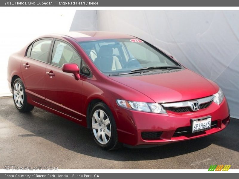 Tango Red Pearl / Beige 2011 Honda Civic LX Sedan