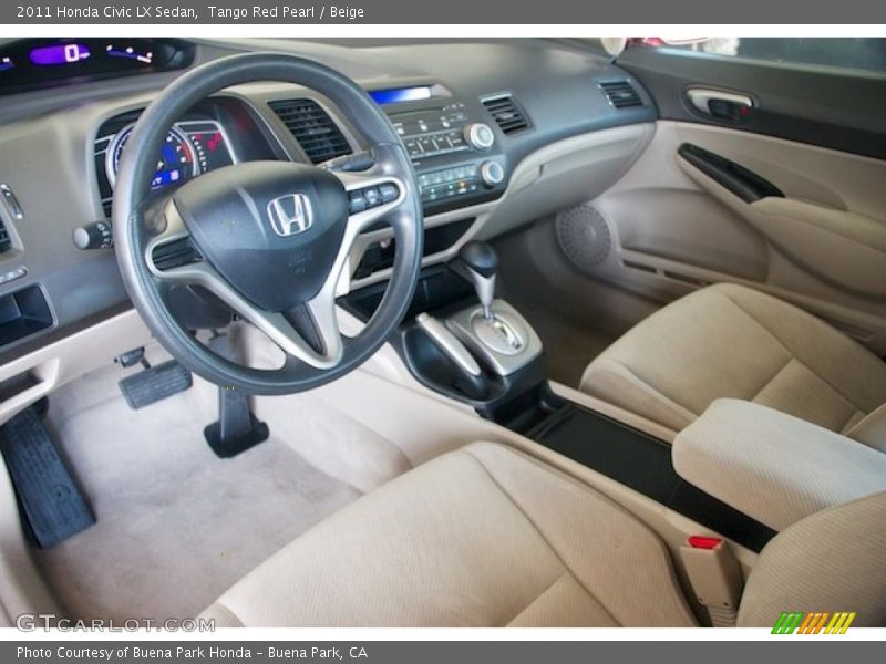 Tango Red Pearl / Beige 2011 Honda Civic LX Sedan