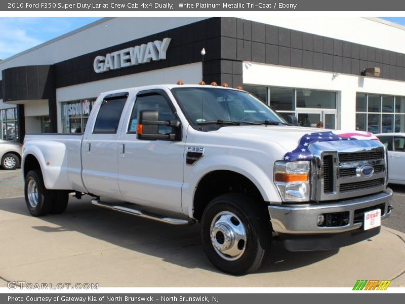 White Platinum Metallic Tri-Coat / Ebony 2010 Ford F350 Super Duty Lariat Crew Cab 4x4 Dually