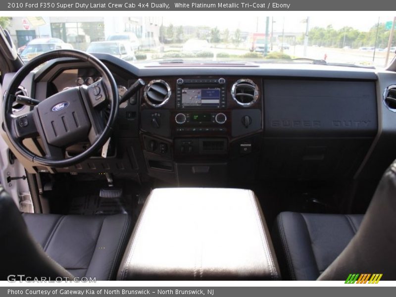 White Platinum Metallic Tri-Coat / Ebony 2010 Ford F350 Super Duty Lariat Crew Cab 4x4 Dually