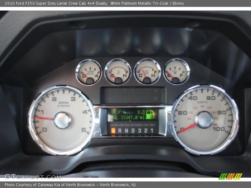 White Platinum Metallic Tri-Coat / Ebony 2010 Ford F350 Super Duty Lariat Crew Cab 4x4 Dually