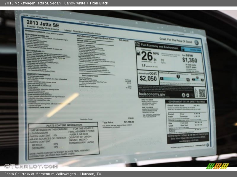 Candy White / Titan Black 2013 Volkswagen Jetta SE Sedan
