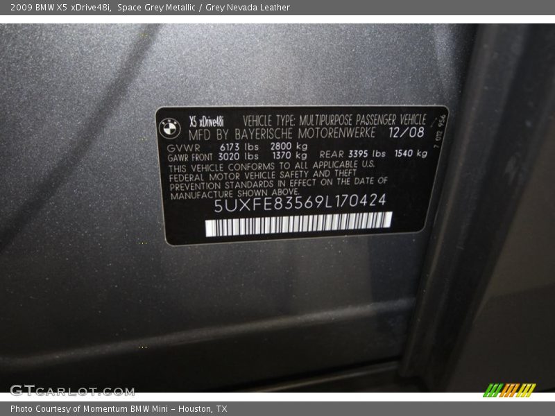 Space Grey Metallic / Grey Nevada Leather 2009 BMW X5 xDrive48i