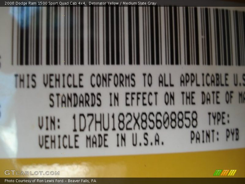 Detonator Yellow / Medium Slate Gray 2008 Dodge Ram 1500 Sport Quad Cab 4x4