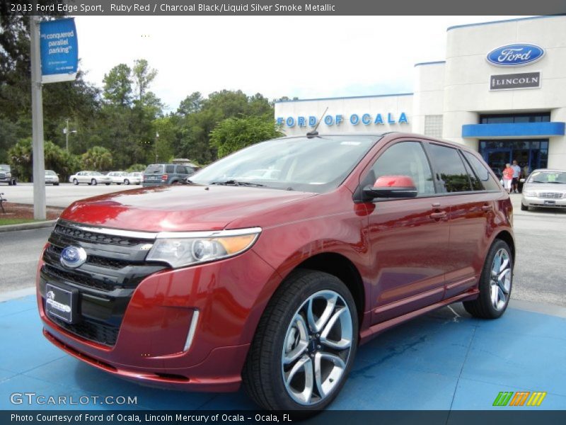 Ruby Red / Charcoal Black/Liquid Silver Smoke Metallic 2013 Ford Edge Sport