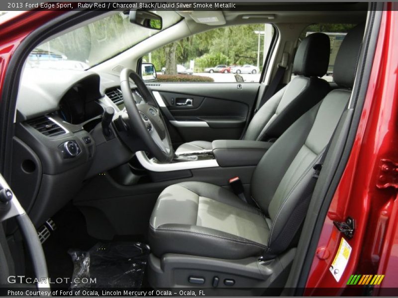 Ruby Red / Charcoal Black/Liquid Silver Smoke Metallic 2013 Ford Edge Sport