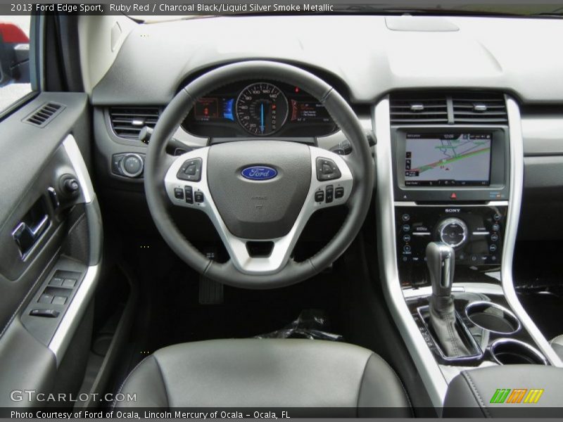 Ruby Red / Charcoal Black/Liquid Silver Smoke Metallic 2013 Ford Edge Sport