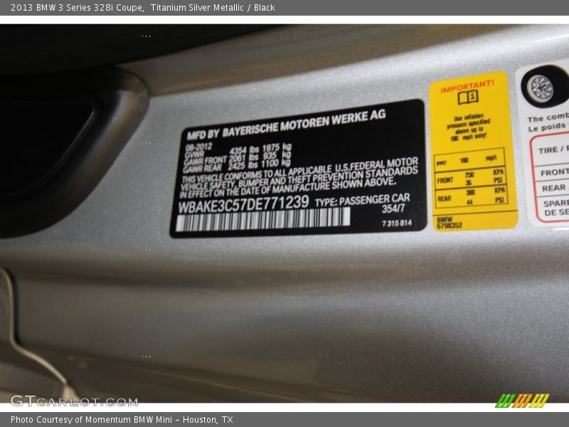 2013 3 Series 328i Coupe Titanium Silver Metallic Color Code 354