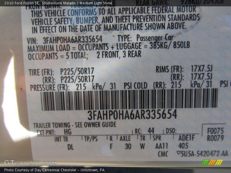 Smokestone Metallic / Medium Light Stone 2010 Ford Fusion SE