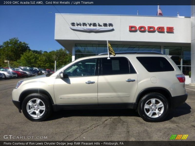 Gold Mist Metallic / Light Titanium 2009 GMC Acadia SLE AWD