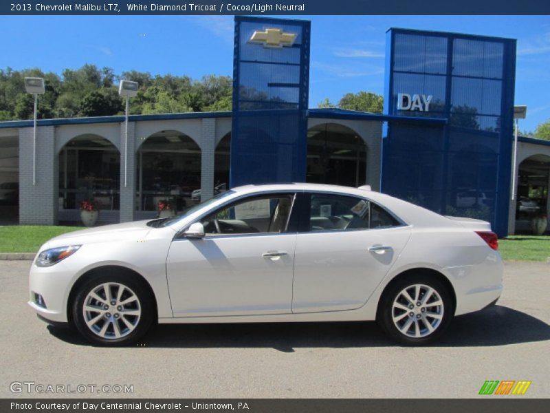 White Diamond Tricoat / Cocoa/Light Neutral 2013 Chevrolet Malibu LTZ