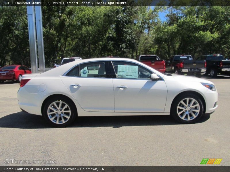 White Diamond Tricoat / Cocoa/Light Neutral 2013 Chevrolet Malibu LTZ