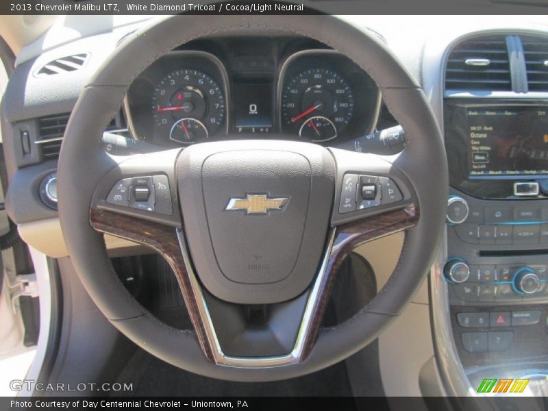 White Diamond Tricoat / Cocoa/Light Neutral 2013 Chevrolet Malibu LTZ