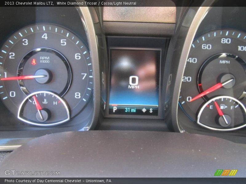 White Diamond Tricoat / Cocoa/Light Neutral 2013 Chevrolet Malibu LTZ