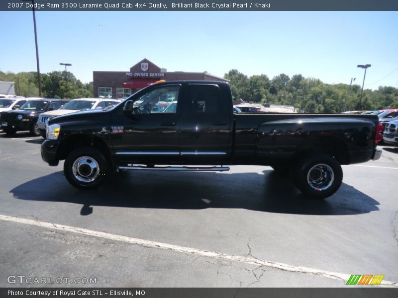 Brilliant Black Crystal Pearl / Khaki 2007 Dodge Ram 3500 Laramie Quad Cab 4x4 Dually