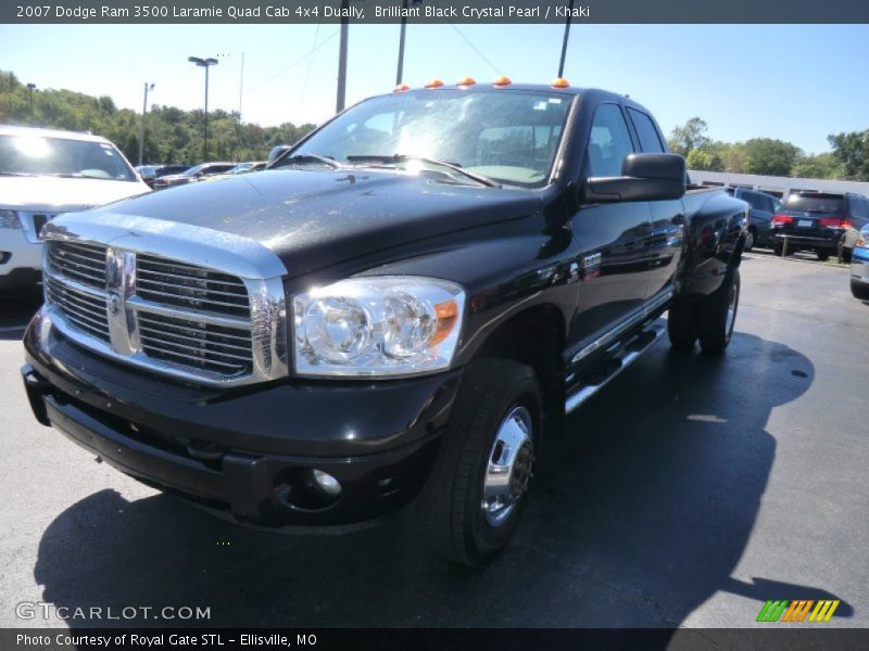 Brilliant Black Crystal Pearl / Khaki 2007 Dodge Ram 3500 Laramie Quad Cab 4x4 Dually