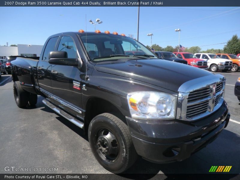 Brilliant Black Crystal Pearl / Khaki 2007 Dodge Ram 3500 Laramie Quad Cab 4x4 Dually