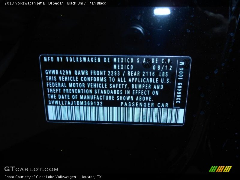 Black Uni / Titan Black 2013 Volkswagen Jetta TDI Sedan