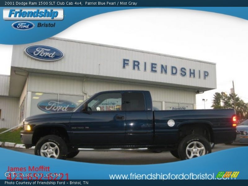 Patriot Blue Pearl / Mist Gray 2001 Dodge Ram 1500 SLT Club Cab 4x4