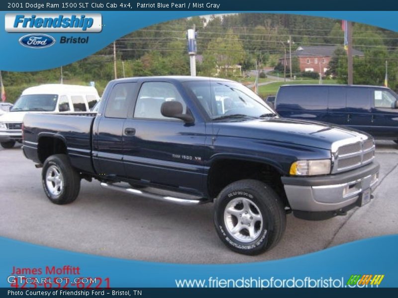 Patriot Blue Pearl / Mist Gray 2001 Dodge Ram 1500 SLT Club Cab 4x4