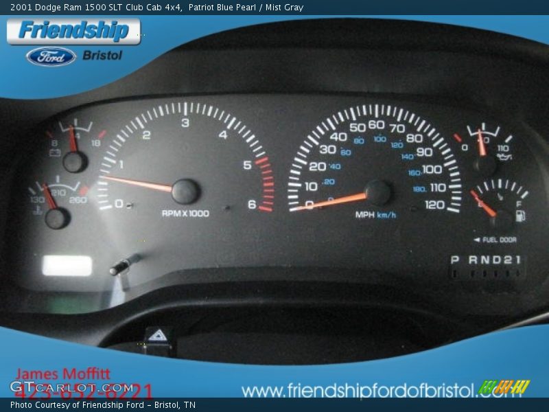 Patriot Blue Pearl / Mist Gray 2001 Dodge Ram 1500 SLT Club Cab 4x4