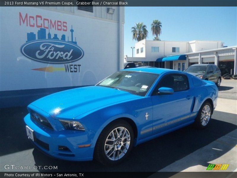 Grabber Blue / Charcoal Black 2013 Ford Mustang V6 Premium Coupe