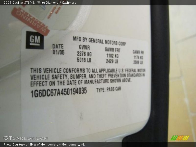 White Diamond / Cashmere 2005 Cadillac STS V8