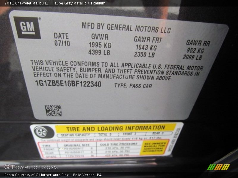 Taupe Gray Metallic / Titanium 2011 Chevrolet Malibu LS